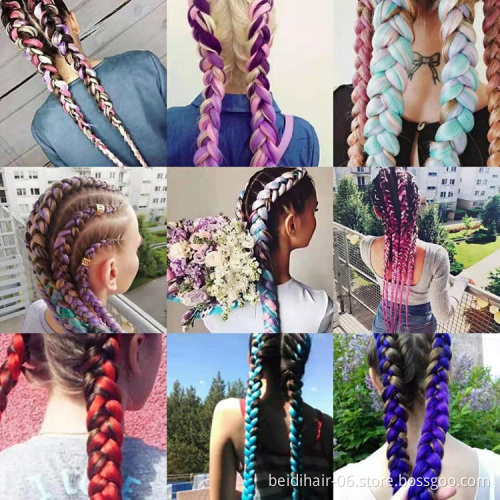 African Synthetic Hair For Braids Extensions Fibre Jumbo Hair Braid Color Pre-Stretched Synthetic Braiding Hair